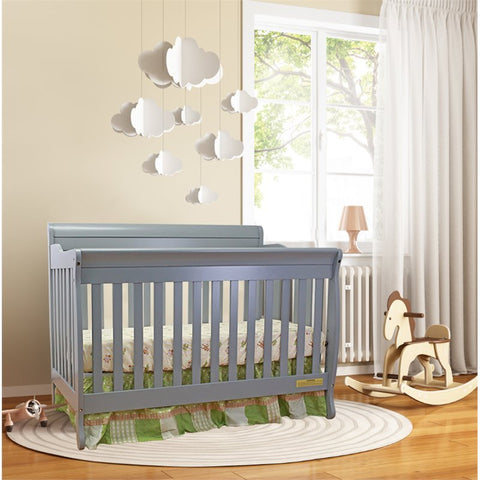 Image of AFG Baby Alice Solid Wood 3-in-1 Convertible Crib in Gray