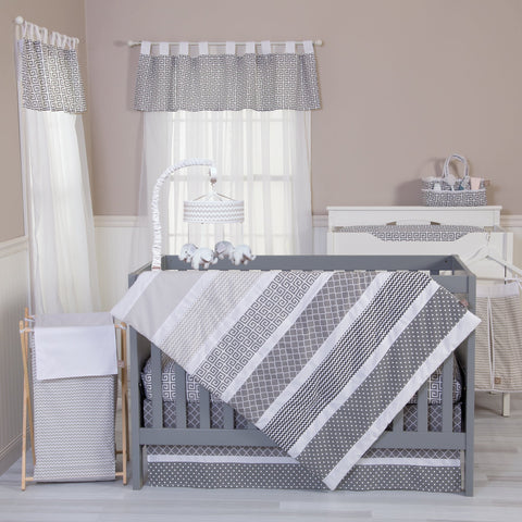Image of Ombre Gray 3 Piece Crib Bedding Set