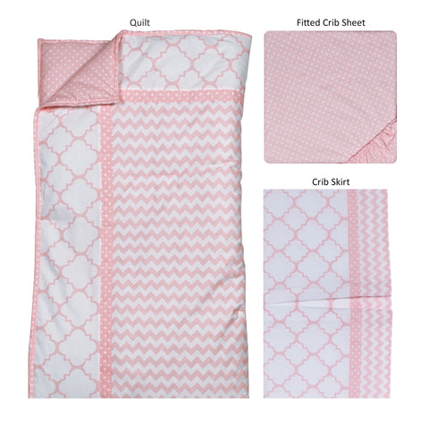 Image of Pink Sky 3 Piece Crib Bedding Set