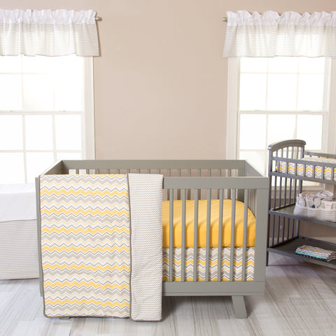 Image of Buttercup Zigzag 3 Piece Crib Bedding Set