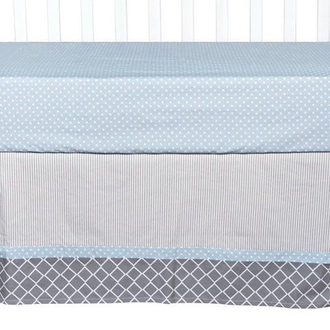Image of Blue Taffy Chevron 3 Piece Crib Bedding Set
