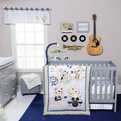 Image of Safari Rock Band 6 Piece Crib Bedding Set