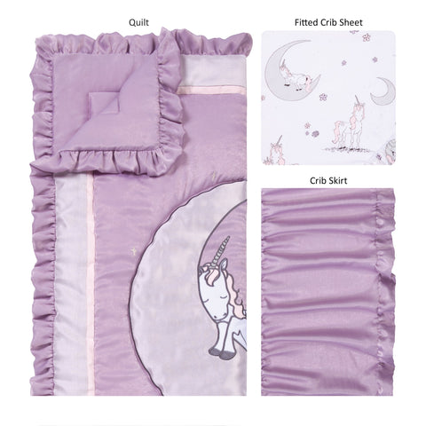 Image of Unicorn Dreams 3 Piece Crib Bedding Set