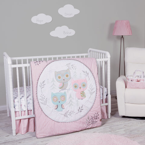 Image of Feathered Friends 3 Piece Crib Bedding Set