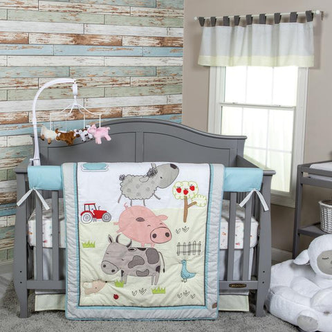 Image of Trend Lab Farm Stack 4 Piece Crib Bedding Set