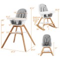Image of Costway 3-in-1 Convertible Wooden Baby High Chair