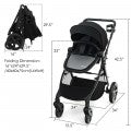 Image of Costway Foldable High Landscape Baby Stroller with Reversible Reclining Seat