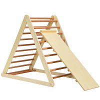 Costway Foldable Wooden Climbing Triangle Indoor with Ladder for Toddler Baby
