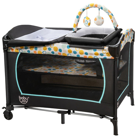 Image of Costway 4-in-1 Convertible Portable Baby Playard with Changing Station