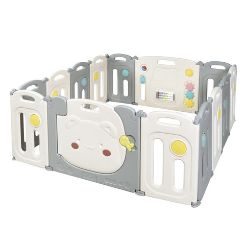 Image of Costway 14-Panel Foldable Baby Playpen Safety Yard with Storage Bag