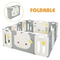 Image of Costway 14-Panel Foldable Baby Playpen Safety Yard with Storage Bag