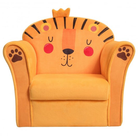 Image of Costway Kids Armrest Lion Upholstered Sofa