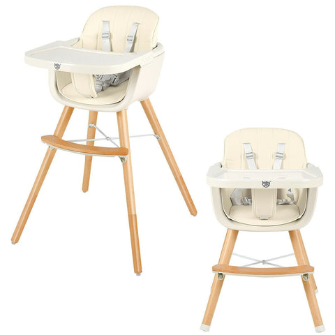 Image of 3 in 1 Convertible Wooden High Chair with Cushion
