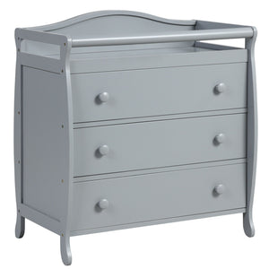 3-Drawer Dresser Changing Table with Safety Belt Guardrails in Gray