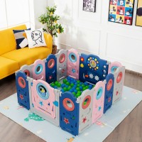 Costway Foldable Baby Safety Play Yard with Lockable Gate