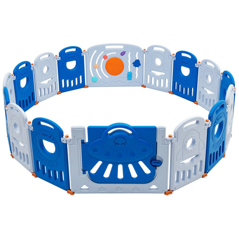 Image of Costway 16-Panel Baby Playpen Safety Play Center with Lockable Gate