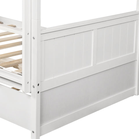 Image of Lucky Furniture Full Over Full Bunk Bed with Twin Size Trundle, White