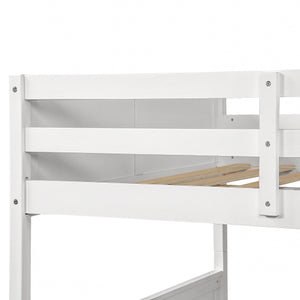 Lucky Furniture Full Over Full Bunk Bed with Twin Size Trundle, White