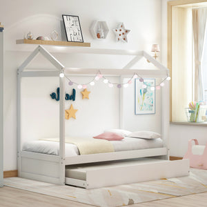 Kids House Bed with Trundle