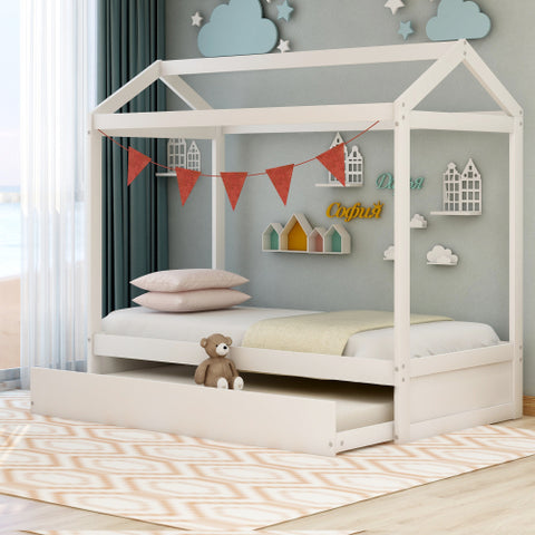 Image of Kids House Bed with Trundle
