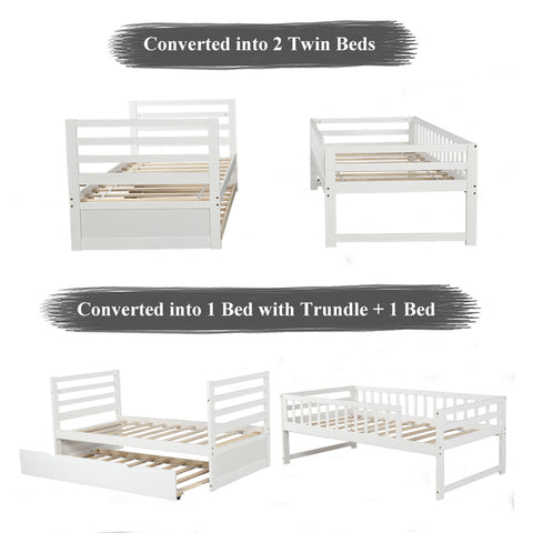 Image of Oris Fur. Twin Bunk Beds for Kids with Safety Rail and Movable Trundle bed
