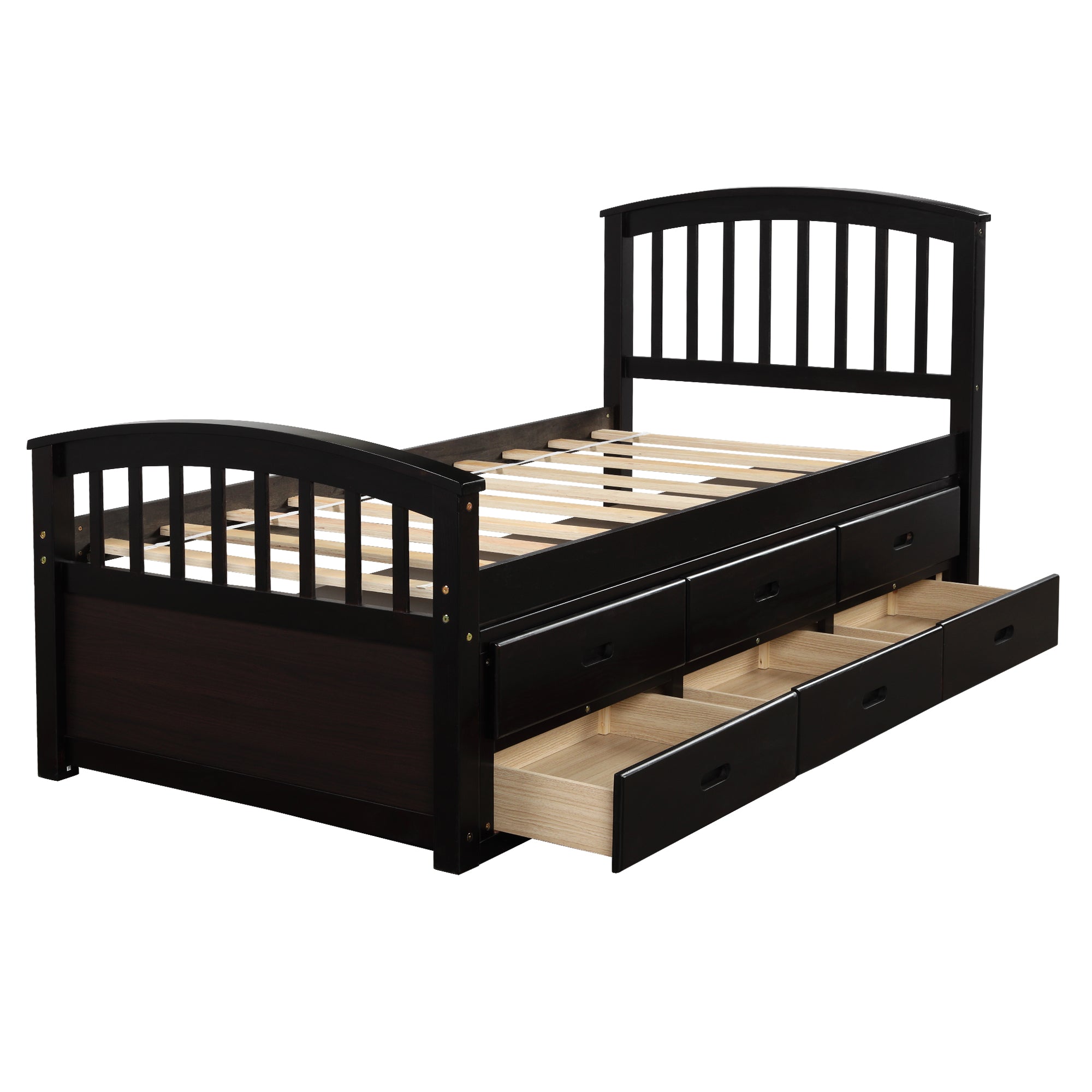 Oris Fur. Twin Size Platform Storage Bed Solid Wood Bed with 6 Drawers ...