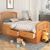 Oris Fur. Twin Size Platform Storage Bed Solid Wood Bed with 6 Drawers in Oak