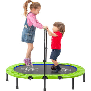 MRS Parent-Child Twin Trampoline with Adjustable Handrail and Safety Cover