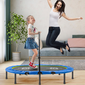MRS Parent-Child Twin Trampoline with Adjustable Handrail and Safety Cover