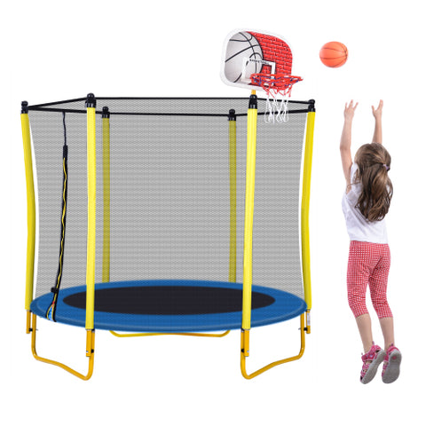 Image of 5.5FT Trampoline for Kids - 65" Mini Toddler Trampoline with Enclosure