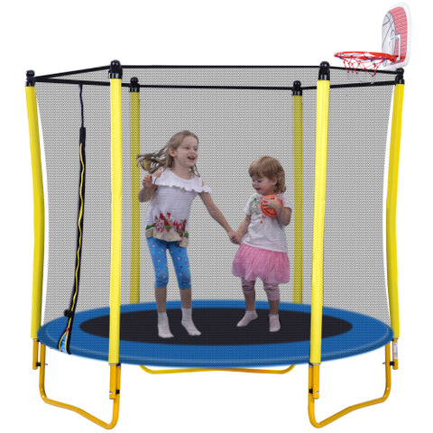 Image of 5.5FT Trampoline for Kids - 65" Mini Toddler Trampoline with Enclosure