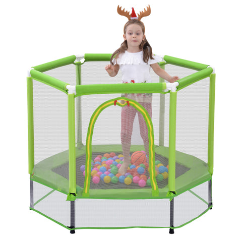 Image of MRS 55” Toddlers Trampoline with Safety Enclosure Net and Balls
