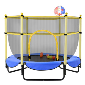 Blue Todller Indoor and Outdoor 5FT Trampoline with Basketball Hoop