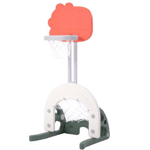 Image of 6 in 1 Toddler Slide Adjustable Swing Set with Basketball Hoop & Golf