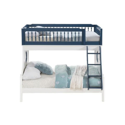 Image of ACME Farah Twin/Full Bunk Bed, Nautical Navy Blue & White Finish