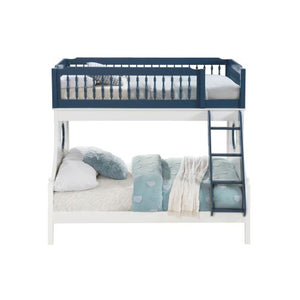 ACME Farah Twin/Full Bunk Bed, Nautical Navy Blue & White Finish