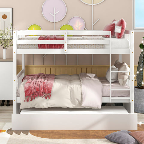 Image of Kaba Full Over Full Convertible Bunk Bed with Trundle in Grey