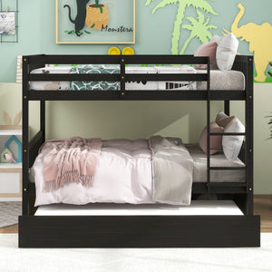 Kaba Full Over Full Convertible Bunk Bed with Trundle in Grey