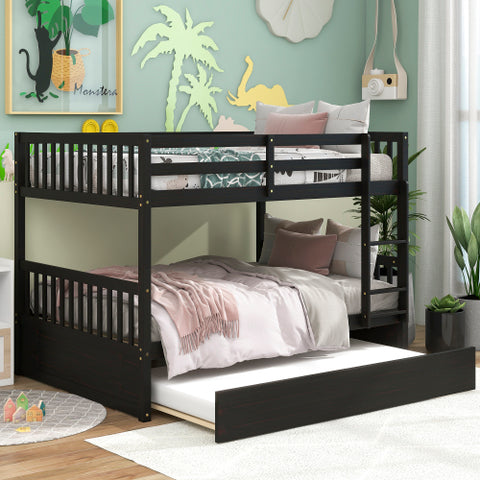 Image of Kaba Full Over Full Convertible Bunk Bed with Trundle in Grey