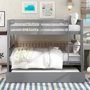 Kaba Full Over Full Convertible Bunk Bed with Trundle in Grey