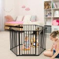 Image of Costway 6 Panel Wall-mount Adjustable Baby Safe Metal Fence Barrier