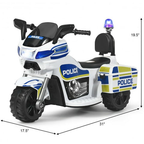 Image of Costway 6V 3-Wheel Kids Police Ride On Car