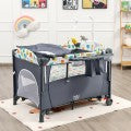 Image of Costway 5 in 1 Baby Nursery Center Foldable Toddler Bedside Crib with Music Box