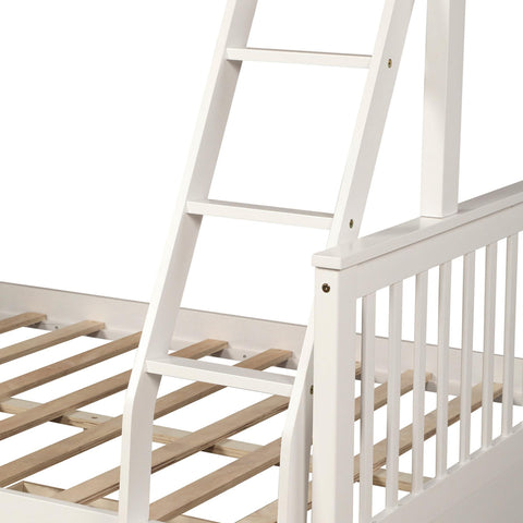 Image of Kaba Kids Twin Over Full Bunk Bed with Storage in White