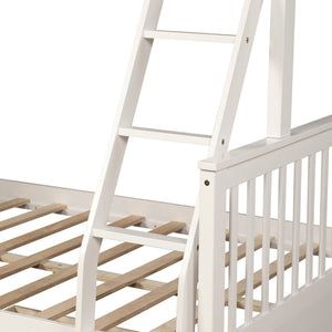Kaba Kids Twin Over Full Bunk Bed with Storage in White