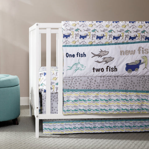 Image of Trend Lab Dr. Seuss New Fish 5 Piece Crib Bedding Set