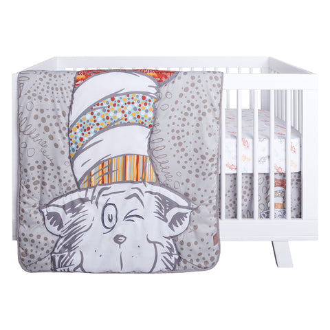 Image of Trend Lab Dr. Seuss Peek-a-Boo Cat in the Hat 4 Piece Crib Bedding Set