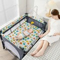 Costway 5 in 1 Baby Nursery Center Foldable Toddler Bedside Crib with Music Box