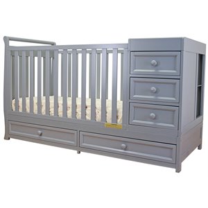 AFG Baby Daphne Solid Wood 2-in-1 Convertible Crib Gray