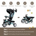 Image of Costway 6-in-1 Detachable Kids Baby Stroller Tricycle with Canopy and Safety Harness